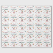 Pastel Dino Party Gift Gelukkige Verjaardag Cadeaupapier (Vlak)