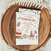 Pastel Dino Party Verjaardag Kaart