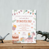 Pastel Dino Party Verjaardag Kaart