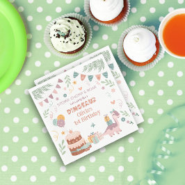 Pastel Dino Voetafdruk Verjaardag servetten