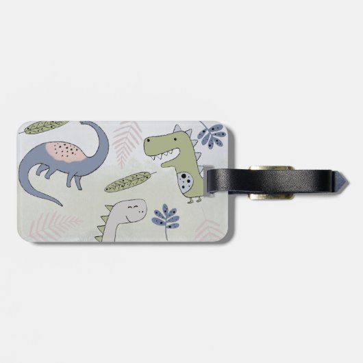 Pastel Dinosaur Bagagelabel (Achterkant horizontaal)