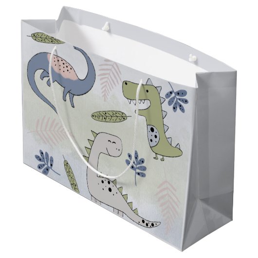 Pastel Dinosaur Groot Cadeauzakje (Achterkant Gekanteld)