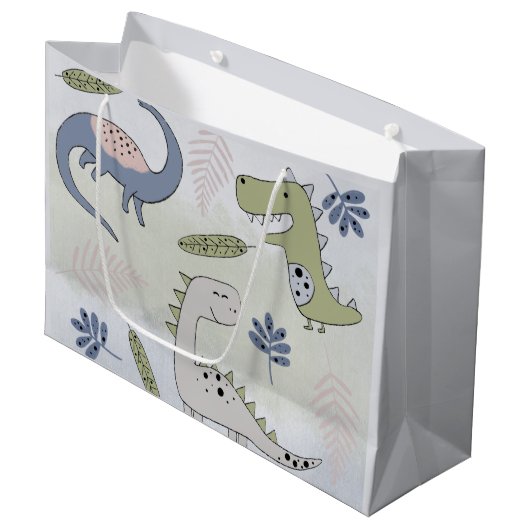 Pastel Dinosaur Groot Cadeauzakje (Voorkant Gekanteld)