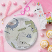 Pastel Dinosaur Papieren Bordje (Feest)