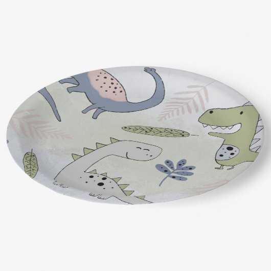 Pastel Dinosaur Papieren Bordje (Gekanteld)