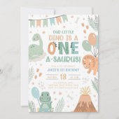 Pastel Dinosaur verjaardagsuitnodiging. Een Schatt Kaart (Voorkant)