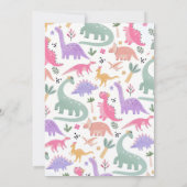 Pastel Dinosaurus Verjaardag Uitnodiging Meisje Dr (Achterkant)