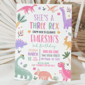 Pastel Dinosaurus Verjaardag Uitnodiging Meisje Dr