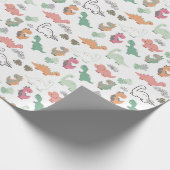 Pastel dinosaurussen op witte achtergrond cadeaupapier (Hoek)