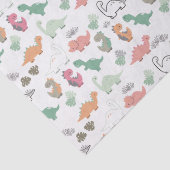 Pastel dinosaurussen op witte achtergrond tissuepapier (Detail)