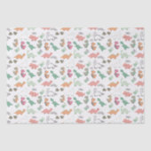 Pastel dinosaurussen op witte achtergrond tissuepapier (Voorkant)