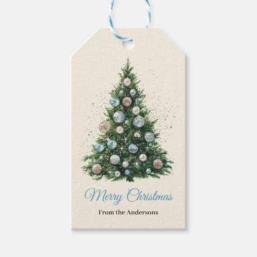 Pastel Disco Bal Ornament Kerstboom Custom Cadeaulabel (Voorkant)