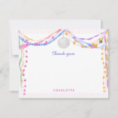 Pastel Disco Bal Papier Slingers Bedankkaart (Voorkant)