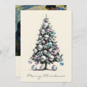 Pastel Disco Ball Ornament kerstboom Feestdagenkaart (Voorkant / Achterkant)
