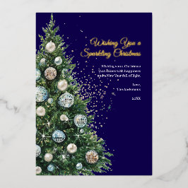 Pastel Disco Ball Ornament Kerstboom Foto Folie Feestdagenkaart