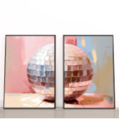 Pastel Disco Ball Split Prints, Pink Aesthetic Muurkunst Sets
