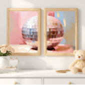 Pastel Disco Ball Split Prints, Pink Aesthetic Muurkunst Sets