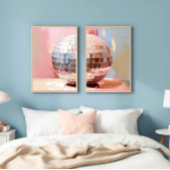 Pastel Disco Ball Split Prints, Pink Aesthetic Muurkunst Sets