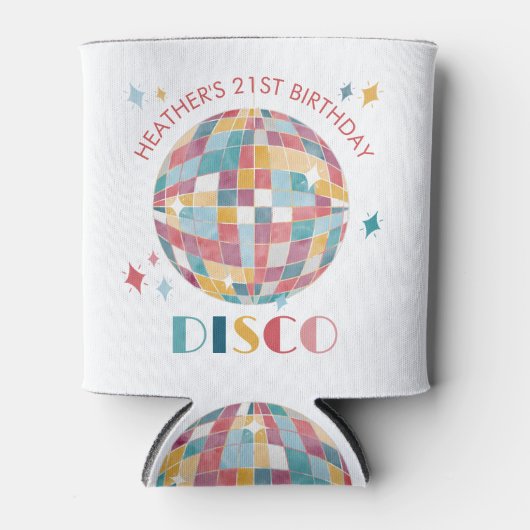 Pastel Disco Ball Verjaardagsfeestje Custom Blikjeskoeler (Voorkant)