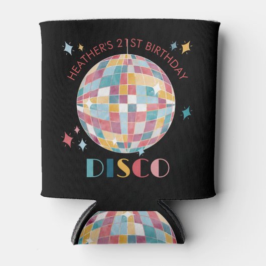 Pastel Disco Ball Verjaardagsfeestje Custom Blikjeskoeler (Voorkant)