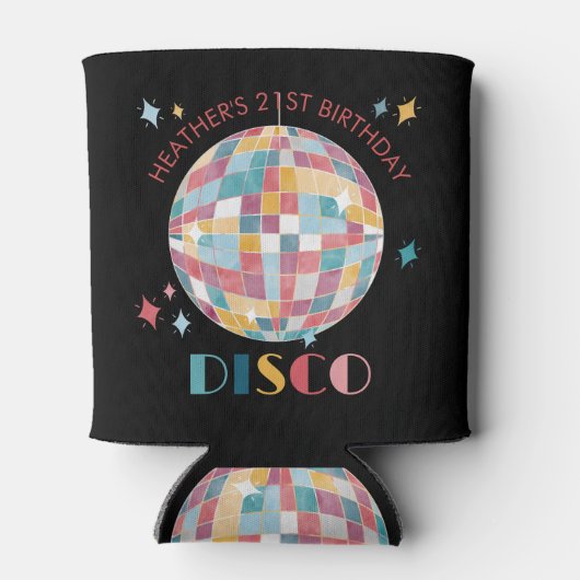 Pastel Disco Ball Verjaardagsfeestje Custom Blikjeskoeler (Achterkant)