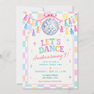 Pastel Disco Dansfeest Schaakbord Verjaardag Kaart