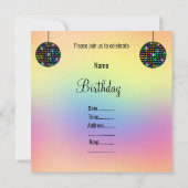 PASTEL DISCO THEME ARTIJ INVITATIE KAART (Achterkant)
