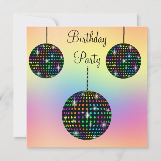 PASTEL DISCO THEME ARTIJ INVITATIE KAART (Voorkant)