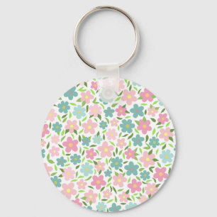 Pastel Ditsy Bloemige Shabby Chic Coquette Sleutelhanger