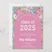 Pastel Ditsy Floral Afstuderen Invitation Bewerkba Kaart (Voorkant)