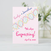 Pastel DNA We verwachten een babymeisjeskaart Bedankkaart (Staand voorkant)