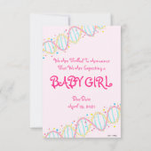 Pastel DNA We verwachten een babymeisjeskaart Bedankkaart (Achterkant)