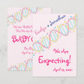 Pastel DNA We verwachten een babymeisjeskaart Bedankkaart (Voorkant / Achterkant)