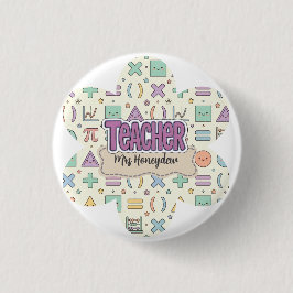Pastel Docenten Waardering Wiskunde Patroon  Ronde Button 3,2 Cm