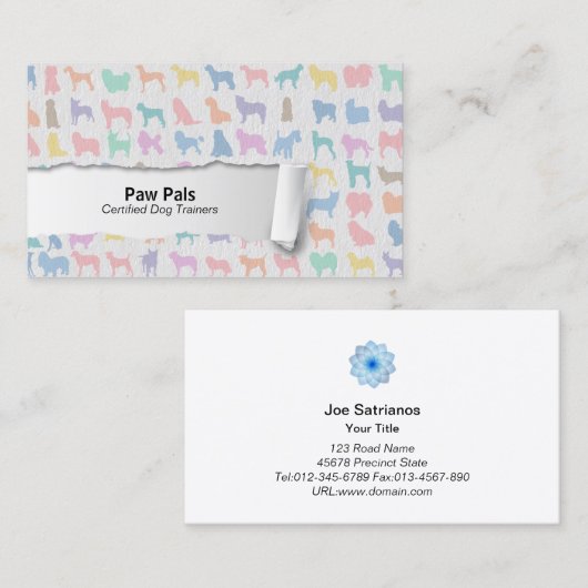 Pastel Dog Silhouettes Dog Trainer Visitekaartje (Voorkant / Achterkant)