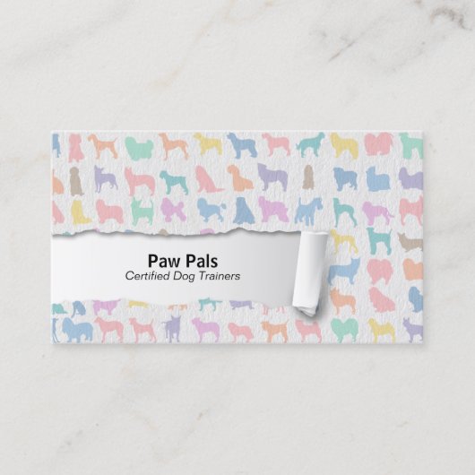 Pastel Dog Silhouettes Dog Trainer Visitekaartje (Voorkant)