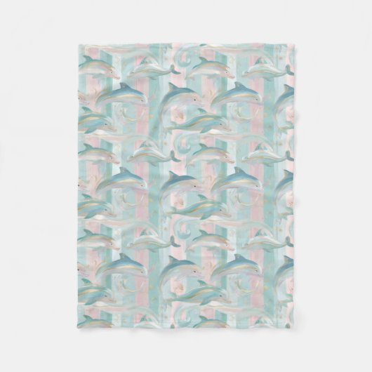 Pastel Dolfijnpatroon Fleece Deken (Voorkant)