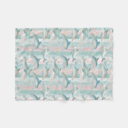 Pastel Dolphin Pattern Fleece Deken (Voorkant (Horizontaal))