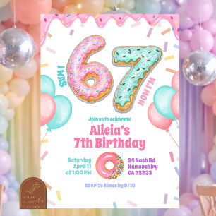 Pastel Donut 67 Meisje Verjaardagsfeestje Kaart