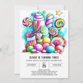 Pastel Donut Candyland bewerkbare verjaardag Kaart (Voorkant)