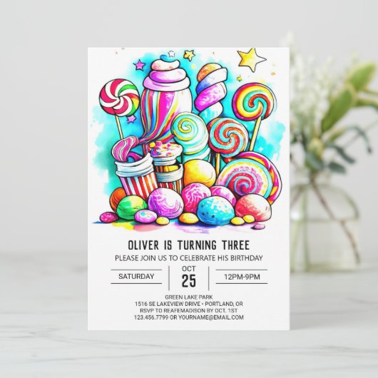 Pastel Donut Candyland bewerkbare verjaardag Kaart (Staand voorkant)