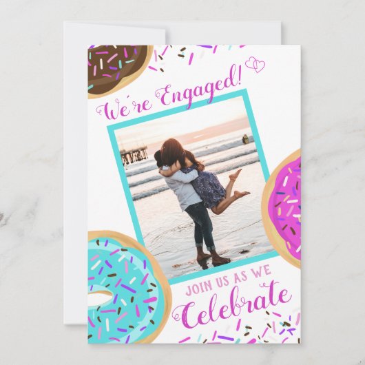 Pastel Donut Engagement Party Kaart (Voorkant)