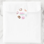 Pastel Donut Star Sprinkles Roze Script Verjaardag Ronde Sticker (Tas)