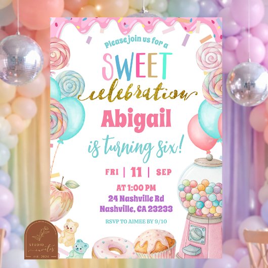  Pastel Donut Sweet Celebration Birthday party  Kaart
