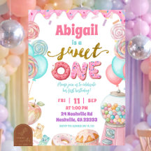Pastel Donut SweetOne First Birthday party Invitat