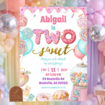 Pastel Donut Twee Zoete 2de Verjaardagsfeest Uitno