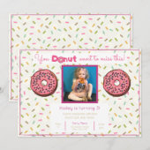 Pastel Donut Verjaardagsfeest Foto uitnodiging (Voorkant / Achterkant)