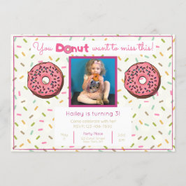 Pastel Donut Verjaardagsfeest Foto uitnodiging