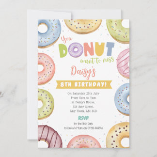 Pastel Donut Verjaardagsuitnodiging - Donut Wil Ni Kaart