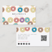 Pastel Donuts & Sprinkles banketbakker QR Code Visitekaartje (Voorkant / Achterkant)